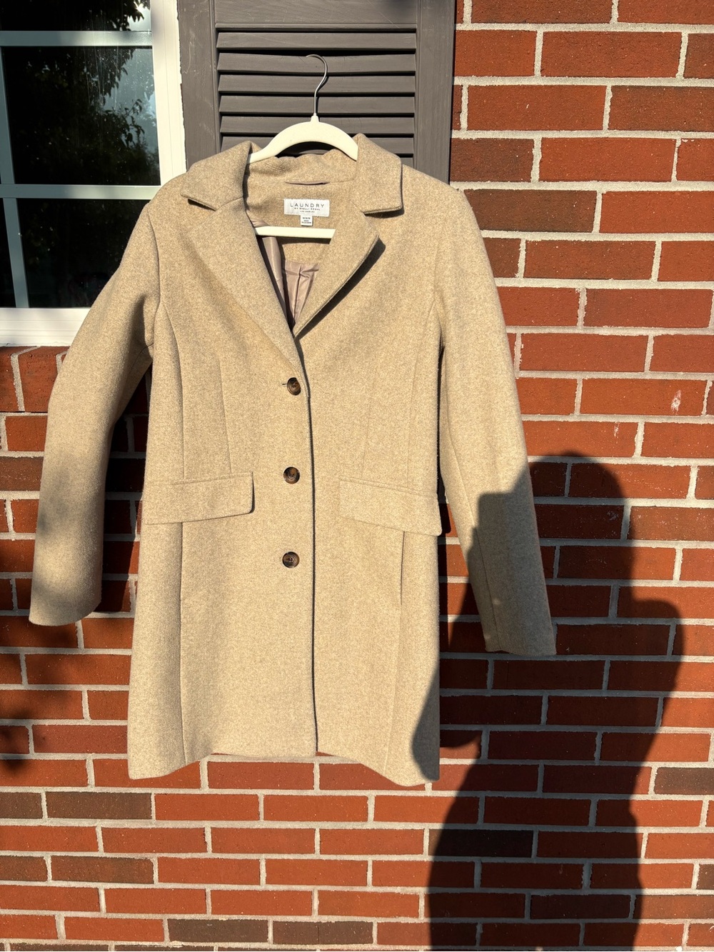Laundry By Shelli Segal Tan Wool-Blend Single-Breasted Pea Coat